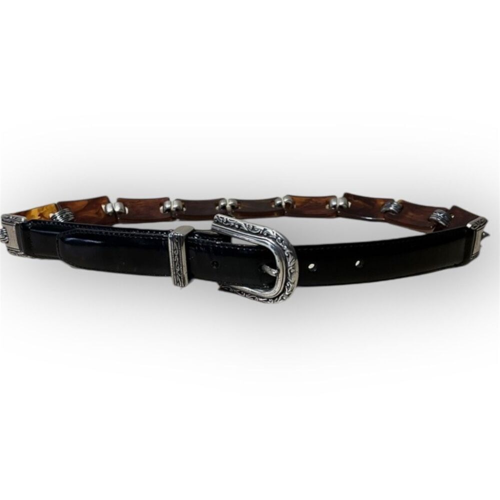 Brighton Vintage Leather & Tortoise Shell Bakelite Style Belt 42103 Womens Small